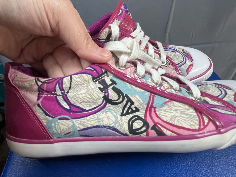 COACH Barret Poppy Love Design Fuchsia Pink Patent Leather Trim Y2K VTG  Casual - Picture 7 of 10